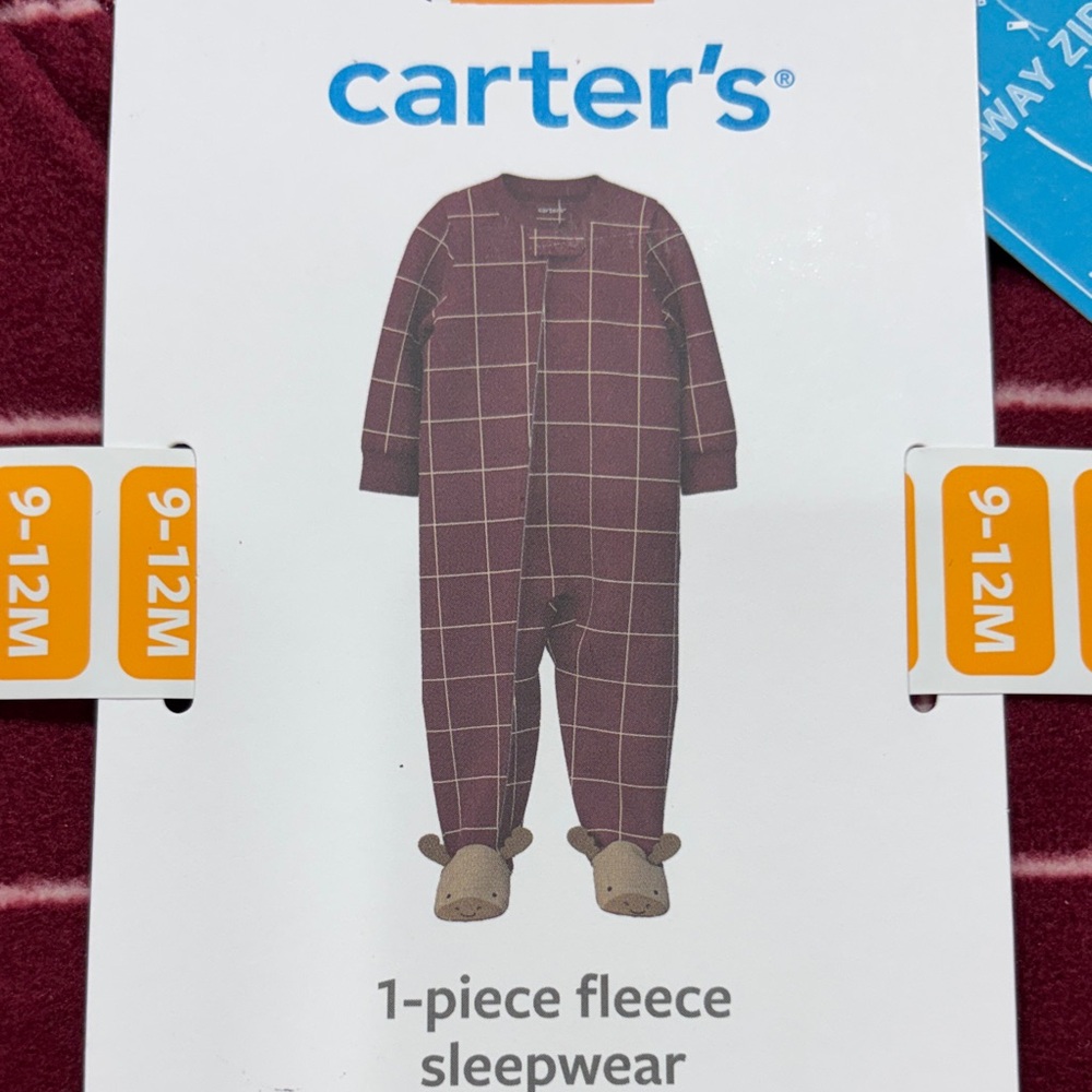 Carter's Maroon Checkered Fleece Sleepwear - Picture 4 of 5